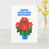 Carte Bright Red Poinsettia Décembre Anniversaire (Fleur jaune)
