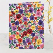 Carte Bright Spring Pansies Floral Garden Pattern (Fleur jaune)