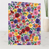 Carte Bright Spring Pansies Floral Garden Pattern (Dos)