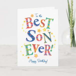 Carte Bright Text-based Birthday Card pour Best Son Ever