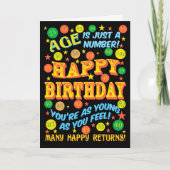 Carte Bright Text-based Birthday for Any Age on Black (Devant)