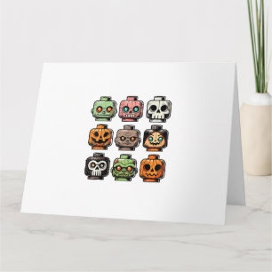 Carte Briques d'Horreur Rétro Tête Masque d'Halloween Ef