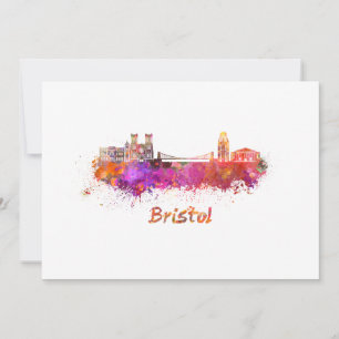 Carte Bristol skyline in watercolor