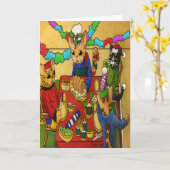 Carte British Christmas Dinner Cats (Fleur jaune)