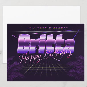 Carte Britta Name Prénom lila retro Map Anniversaire