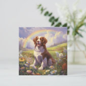 Carte Brittany Dog Rainbow Bridge Nom personnalisé Memor (Debout devant)