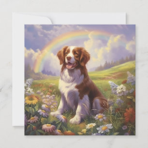 Carte Brittany Dog Rainbow Bridge Nom personnalisé Memor