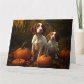 Carte Brittany Spaniel chiot Automne Délice Citrouille  (Devant)