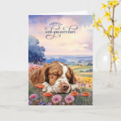 Carte Brittany Spaniel Dog Wildflowers Miss You (Fleur jaune)