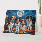 Carte Brittany Spaniel Halloween Effrayant (Devant)