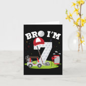 Carte Bro I'm 7 year old Golf Thème 7ème anniversaire Go (Fleur jaune)