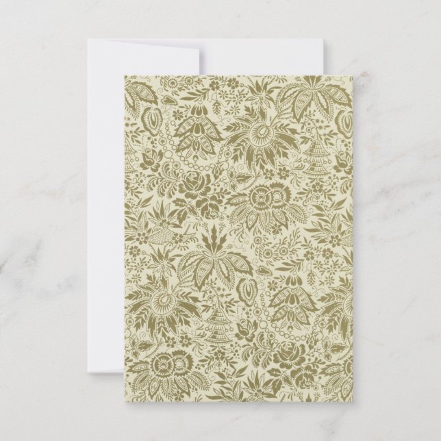 Carte Brocade Botanique Toile Florale Motif Vert Sauge (Devant)