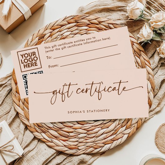 Carte Broche neutre et script Brown | Certificat cadeau