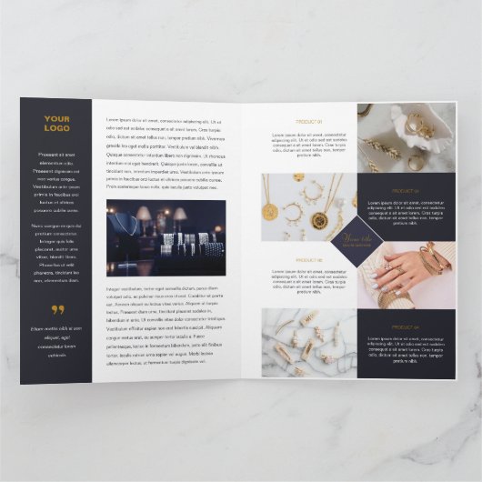 Carte Brochure Bifold Bleu Or (Intérieur)