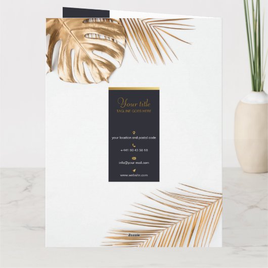 Carte Brochure Bifold Bleu Or (Dos)