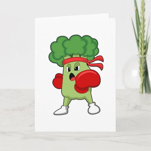 Carte Brocoli à la boxe avec des gants de boxe (Devant)