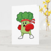 Carte Brocoli à la boxe avec des gants de boxe (Fleur jaune)