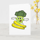 Carte Brocoli en skieur avec ski (Fleur jaune)