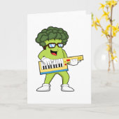 Carte Brocolis végétalien à la musique avec guitare (Fleur jaune)