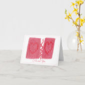 CARTE BRODÉE DEUX CŒURS + Texte (Fleur jaune)
