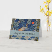 Carte Broderie chinoise bleu d'oiseau Vintage (Fleur jaune)