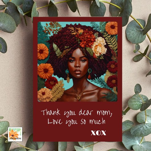 Carte Broderie de fleurs pour la fête des mères avec un