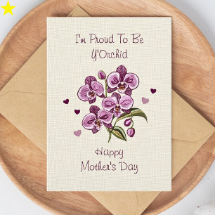 Carte Broderie de typographie d'orchidée violette pour l