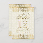 Carte Broderie dorée sur fond beige (Devant / Derrière)