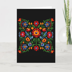 Carte Broderie ukrainienne drôle Fleurs traditionnelles 