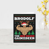 Carte Brodolf Funny Christmas Buff Reindeer Gym Bodybuil (Fleur jaune)
