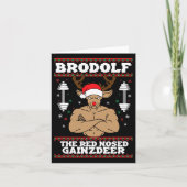 Carte Brodolf Noël drôle Buff Renne Gym Culturisme (Devant)