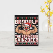 Carte Brodolf The Red Nosed Gainzdeer Funny Xmas Gym Out (Fleur jaune)