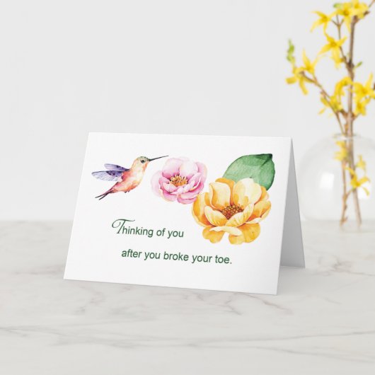 Carte Broken Toe Penser à vous Fleurs et Colibri (Fleur jaune)