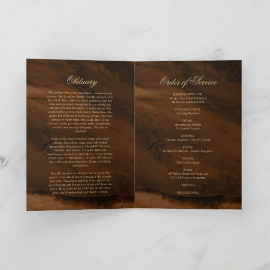 Carte Bronz & Photo Calligraphy Memorial Program (Intérieur)