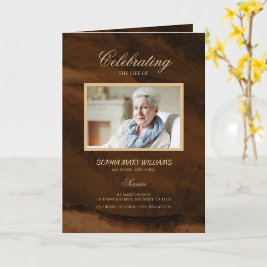 Carte Bronz & Photo Calligraphy Memorial Program (Fleur jaune)