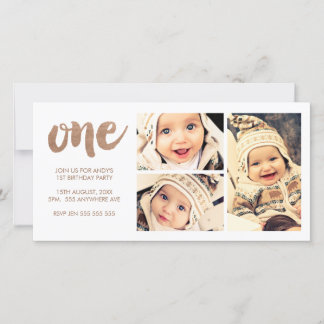 Carte Bronze 1ER Anniversaire Blanc 3 Frame Photocard
