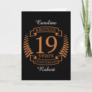 Carte Bronze anniversaire traditionnel mariage 19 ans