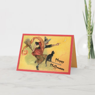 Carte Broom Flying Chat and Witch