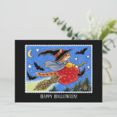 Carte Broomstick plat Halloween Personnalisé (Debout devant)