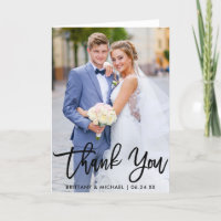 Brosse moderne Script Mariage photo Plier Merci