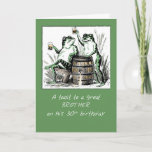 Carte Brother 30th Birthday Frogs Toasting with Beer<br><div class="desc">Un toast à votre frère sera la carte parfaite à l'âge de 30 ans. Pour le type qui aime la bière, cette image vintage de deux grenouilles qui grillent sur un tonneau de bière sera assez drôle. Salue le 30e anniversaire de ton frère ! Image vintage avec l'aimable autorisation de...</div>