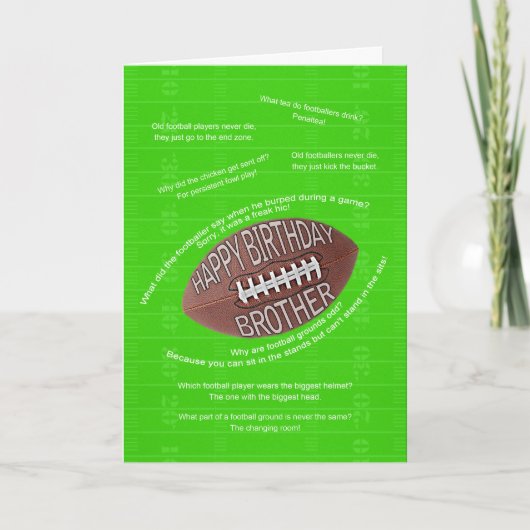Carte Brother Birthday, les joues de foot (Devant)