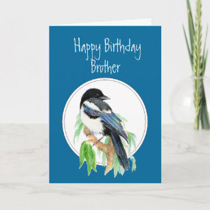 Carte Brother Birthday Magpie, Bird, Nature
