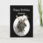Carte Brother Birthday Moose Watercolor Animal Old Timer<br><div class="desc">Fun Brother Birthday Moose Watercolor Animal Humor for the Old Timer in your life</div>