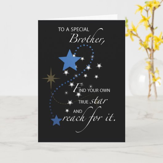 Carte Brother Graduation Star Félicitations (Fleur jaune)