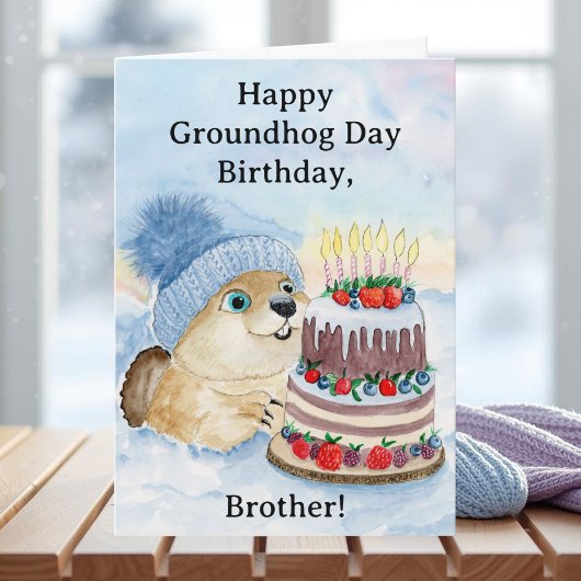 Carte Brother Happy Groundhog Day Birthday Groundhog