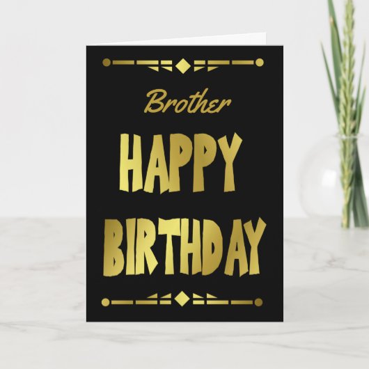 Carte Brother Modern Black Gold Joyeux anniversaire (Devant)