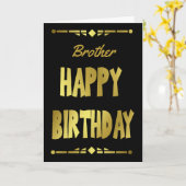 Carte Brother Modern Black Gold Joyeux anniversaire (Fleur jaune)
