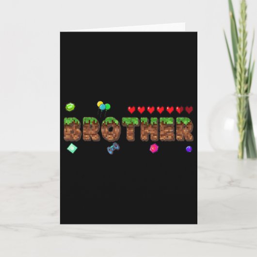 Carte Brother Of The Birthday Boy Pixel Game Matching Fa (Devant)
