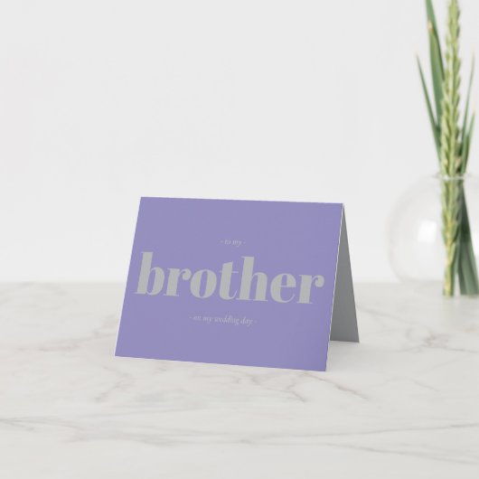 Carte Brother Wedding Minimal Simple Lavender Silver (Devant)